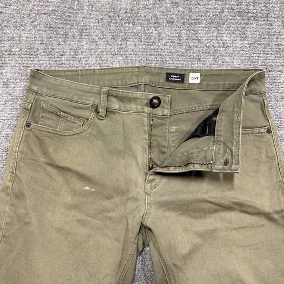 Volcom Vorta Jeans Men's 34x30 Slim Straight Stained Cotton Blend Skater Green - Picture 1 of 16